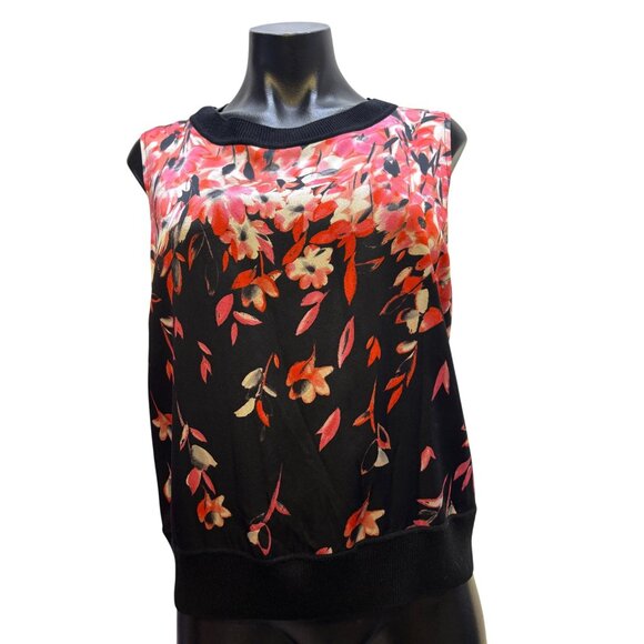 St. John Twin Sweater Set Black & Red Floral Print S/M 2p - Picture 5 of 10